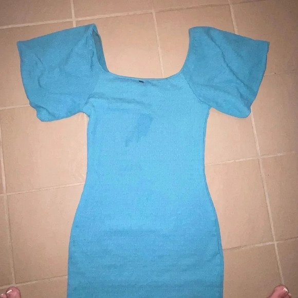 O’NEILL TEAGAN SMOCKED PUFF SLEEVE MINI DRESS ON/ OFF SHOULDER BLUE MEDIUM - Picture 9 of 15